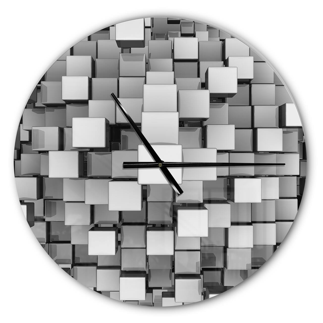 Designart Black And Gray Cubes Wall Clock